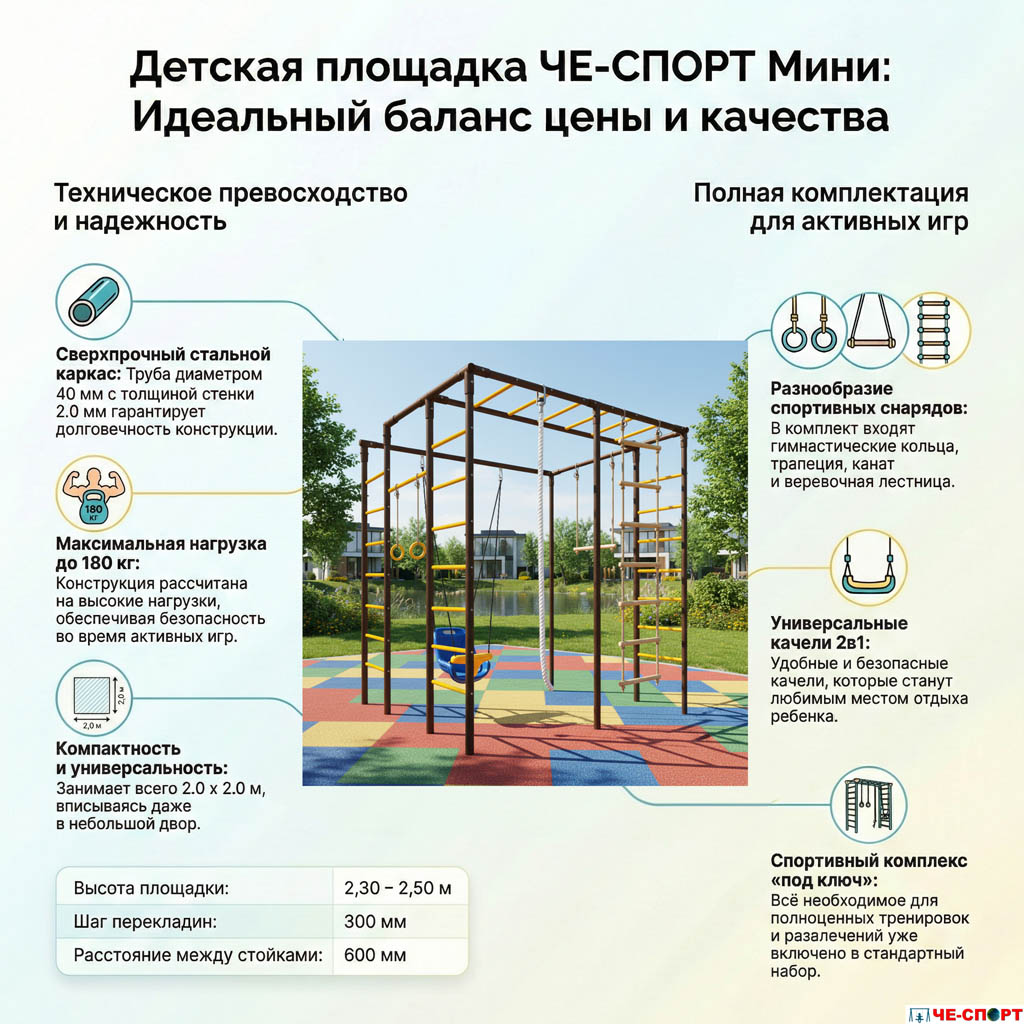 Детская площадка для дачи ЧЕ-СПОРТ Мини (колор, качели 2в1) 8017 фото 3