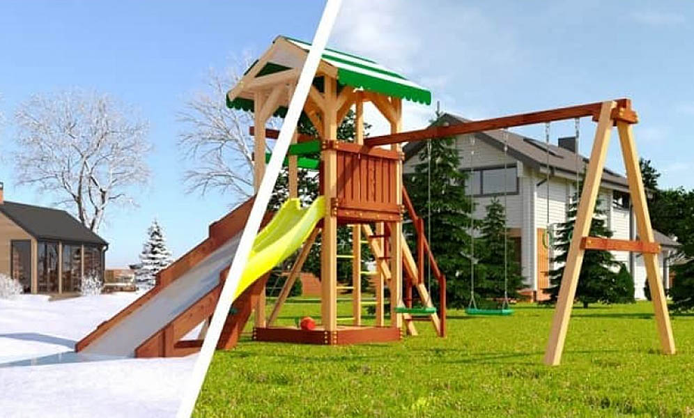 Деревянная площадка Савушка 4 сезона — 4 фото 1