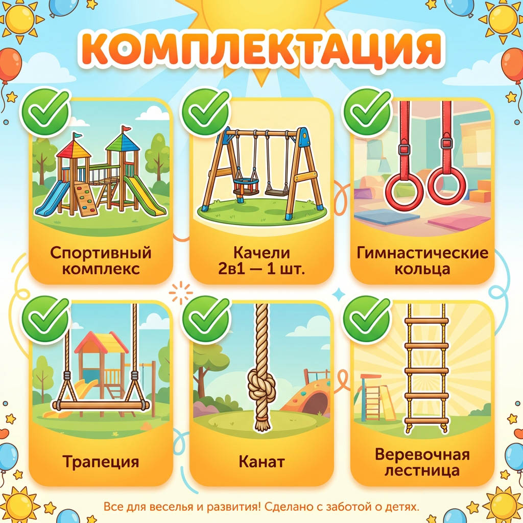 Детская площадка для дачи ЧЕ-СПОРТ Классик 0.9 (колор, качели-лодочка) 7016 фото 4