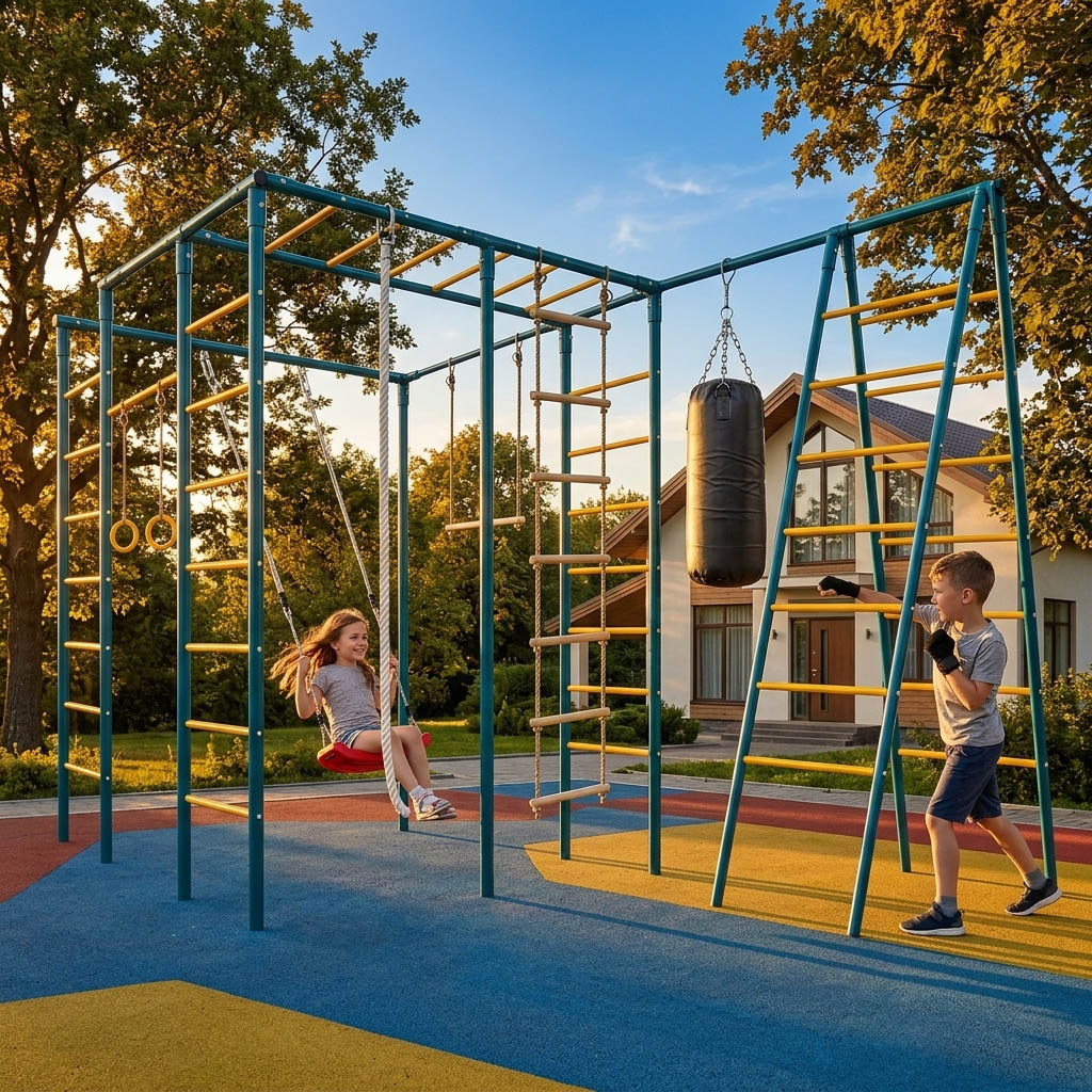 Детская площадка для дачи ЧЕ-СПОРТ Классик 1.5Л (мастер, качели-лодочка) модификация бокс фото 1