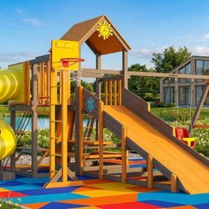 Детская площадка для дачи ИграГрад С с балконом и трубой SF фото 1