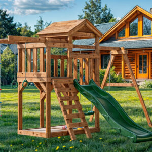 Детская площадка для дачи ЛЕГЕНДА ЛЕСА СТАНДАРТ 4+ Золотой Тик с горкой 2.2м фото 1