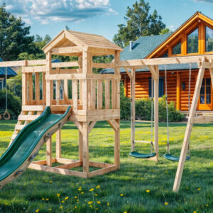 Детская площадка для дачи ЛЕГЕНДА ЛЕСА СТАНДАРТ 5+ с горкой 2.2м фото 1
