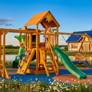Детская площадка ИграГрад Крафт Про 4 с трубой мод.2 фото 1