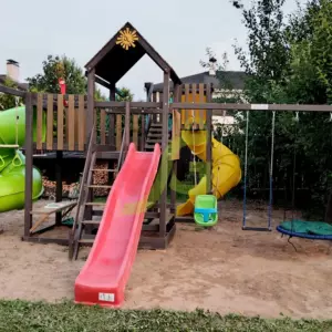 Детская площадка ИграГрад Панда Фани с балконом (две трубы) фото 1