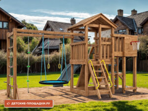 Детская площадка для дачи Лео макси с гнездом окрашенная