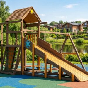Всесезонная детская площадка ИграГрад C Форт с сеткой SF2 фото 1