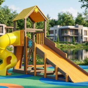 Всесезонная детская площадка ИграГрад C Тауэр с трубой SF фото 1