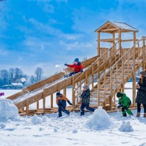 Зимняя горка ЛЕГЕНДА ЛЕСА ПОЛЯРНАЯ ЗВЕЗДА 6 c крышей (скат 8,2м)-1